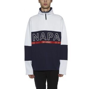 NAPAPIJRI Athletic Colorblock Quarter Zip Sweatshirt Men WHITE-BLUE Sweaters &
